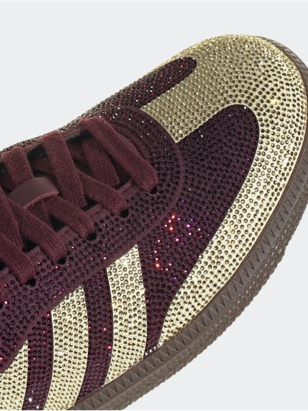 ✨🍷 ADIDAS SAMBA MAROON GOLD RHINESTONE 🍷✨ - Picture 4 of 5
